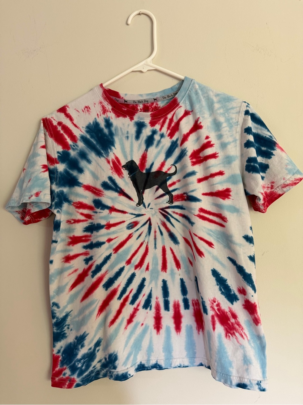 The Black Dog Red White Blue Americana Tie Dye T-Shirt Kids L 12/14